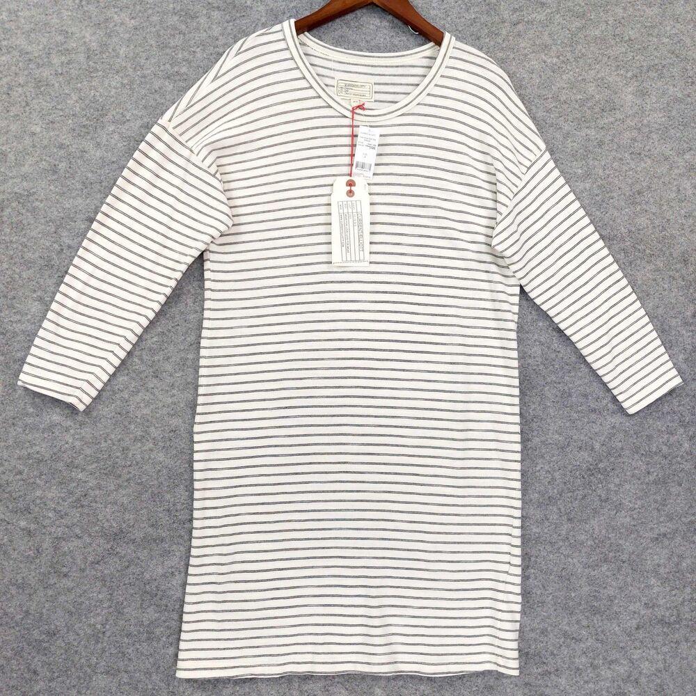 Current/Elliott White and Black Striped Midi Dress